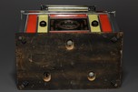 Radio-Glo Stained Glass + Chrome Radio in Coral with Yellow - Exceptional